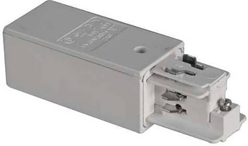 Obdélníkový šedý elektronický vysokofrekvenční startér s připojovacími svorkami, používaný v osvětlovacích systémech.