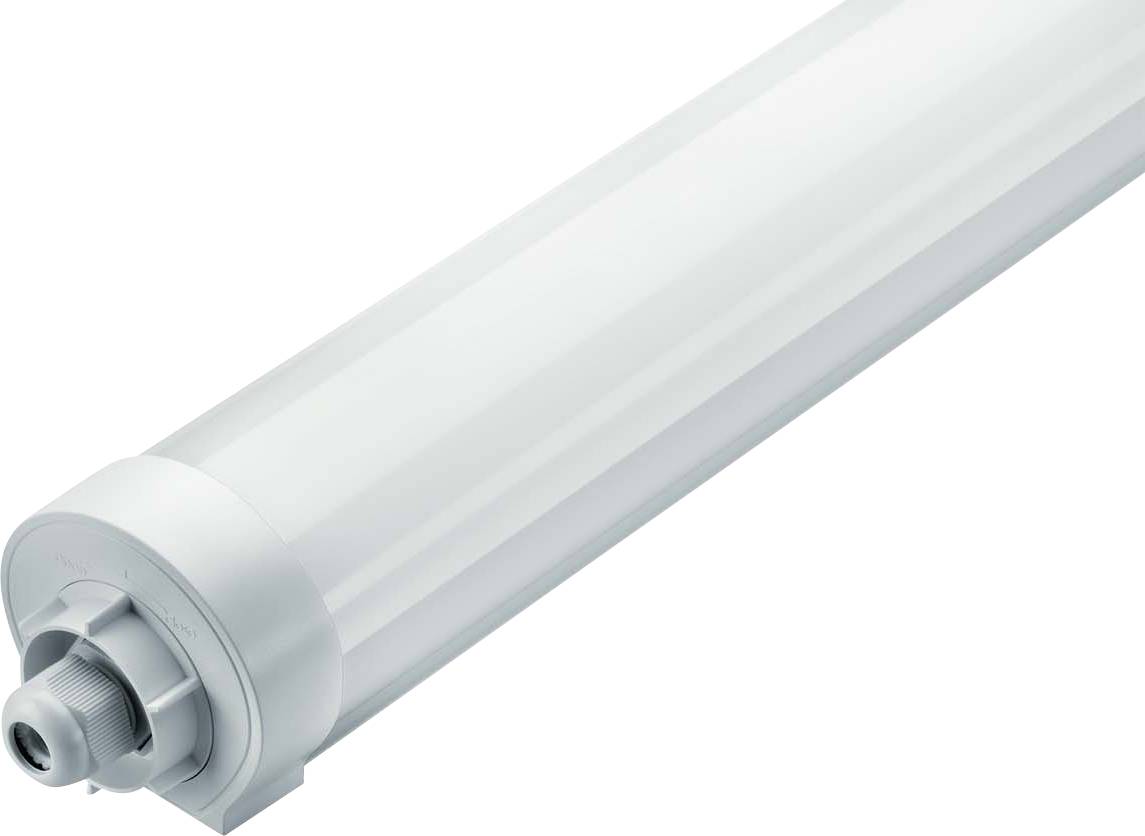 LED trubice válcovitého designu s stříbrnými a bílými prvky, vhodná pro osvětlení vnitřních prostor.