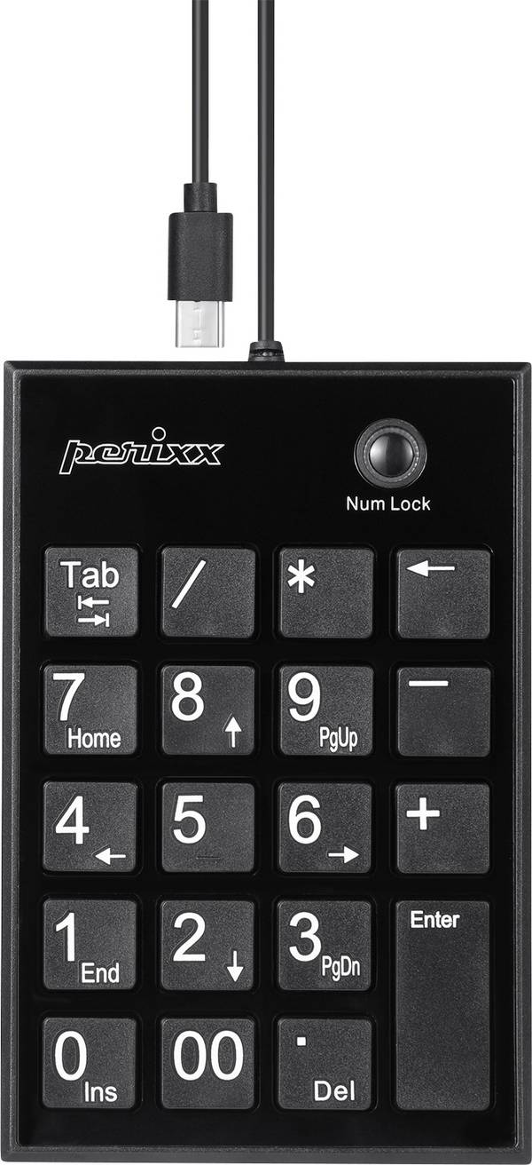 Perixx PERIPAD-202 C H kabelový číselná klávesnice USB hub černá