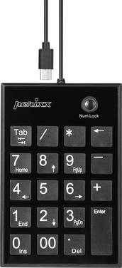 Perixx PERIPAD-202 C H kabelový číselná klávesnice USB hub černá