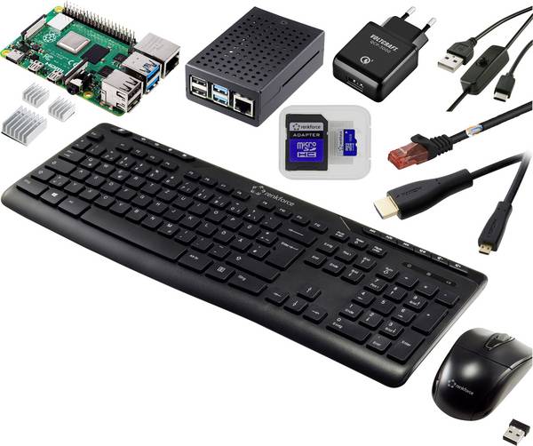 TRU COMPONENTS Pro Set Raspberry Pi® 5 B+ 2 GB  2.4 GHz vč. napájecího zdroje, vč. pouzdra, vč. chladicího tělesa, vč. HDMI™ kabelu, vč. klávesnice, vč. myši