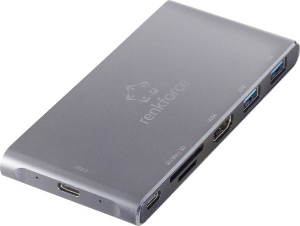 Renkforce RF-4599772 USB-C® dokovací stanice Vhodné pro značky (dokovací stanice pro notebook): univerzální Rozšiřující patice M.2 SSD, integrovaná čtečka karet, napájení USB-C®
