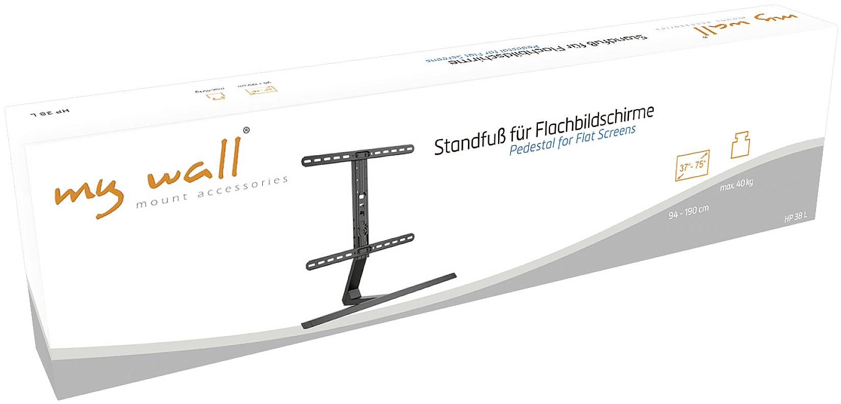 Stojan na ploché obrazovky, mé nástěnné montážní příslušenství, model FS 401, vhodný pro obrazovky 94-178 cm, maximální nosnost 40 kg.