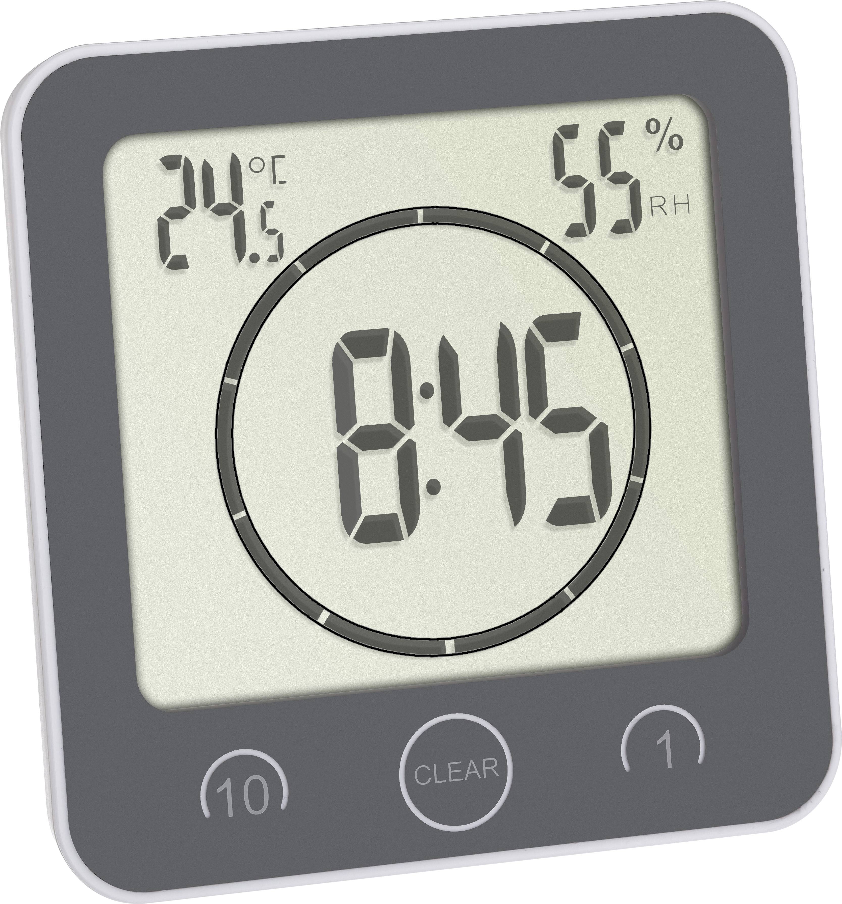 Digitální teploměr a vlhkoměr ukazuje 24,6°C a 55% relativní vlhkosti. Čas je 8:45.