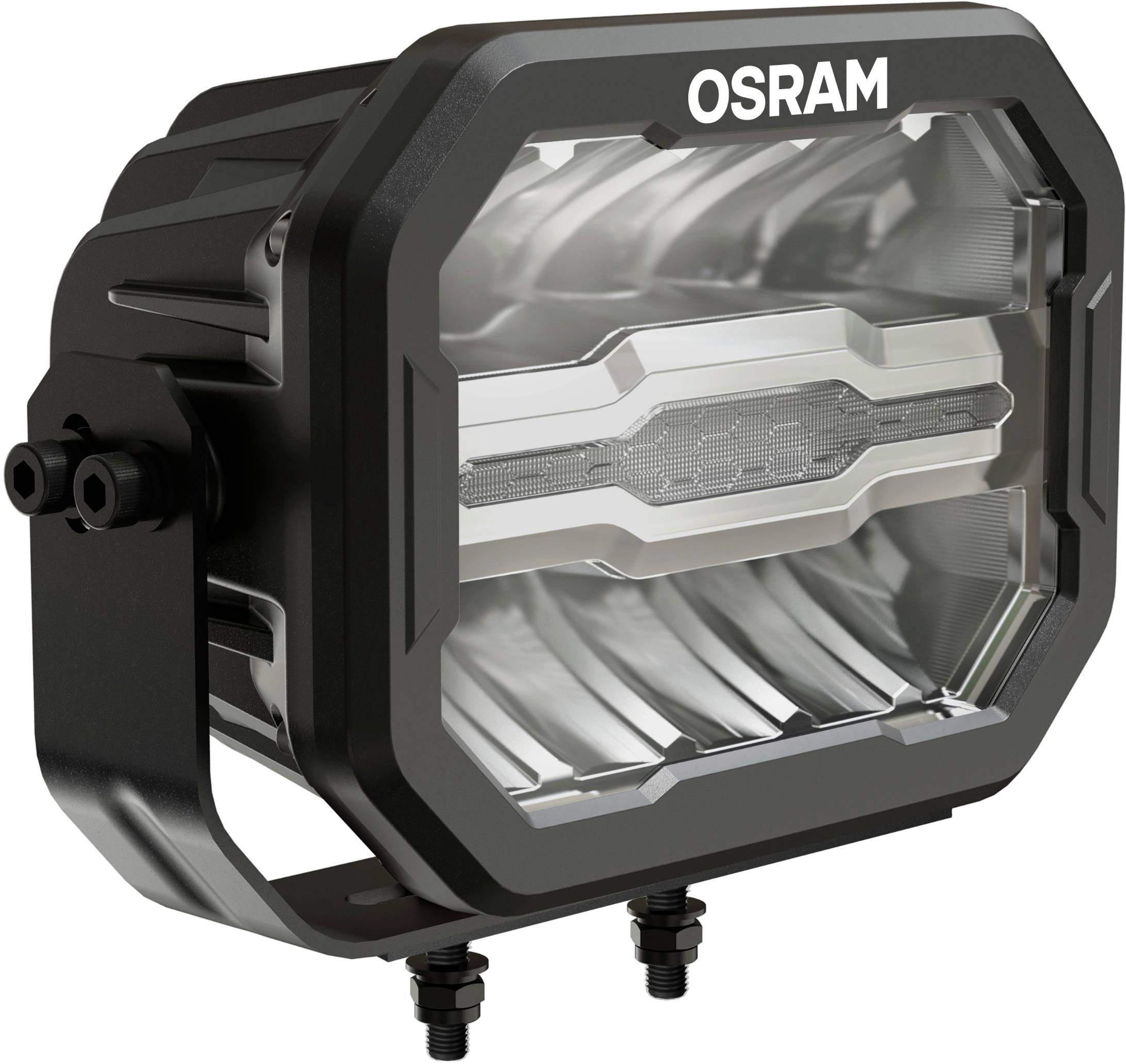 LED pracovní svítidlo od Osramu s robustním tělem a držákem, vhodné pro použití ve vozidlech nebo ve stavebnictví.