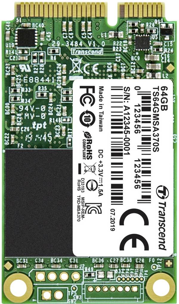 Transcend  64 GB interní mSATA SSD pevný disk SATA 6 Gb/s Retail TS64GMSA370S