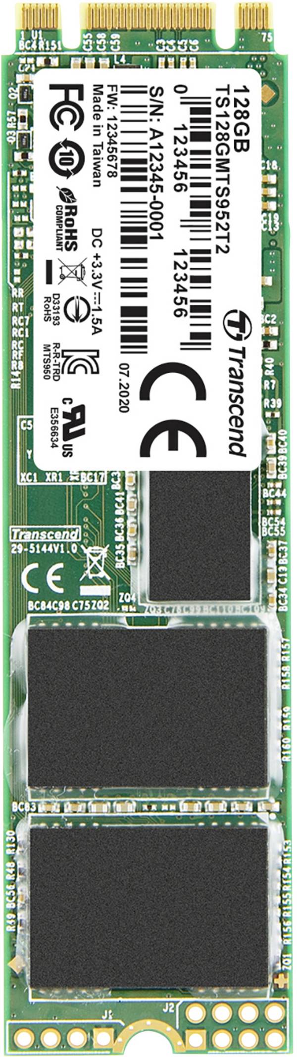 Transcend MTS952T2 128 GB interní SSD disk SATA M.2 2280 M.2 SATA 6 Gb/s Industrial TS128GMTS952T2