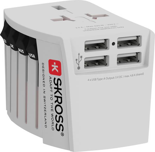 Skross 1302961 cestovní adaptér  MUV USB (4xA)