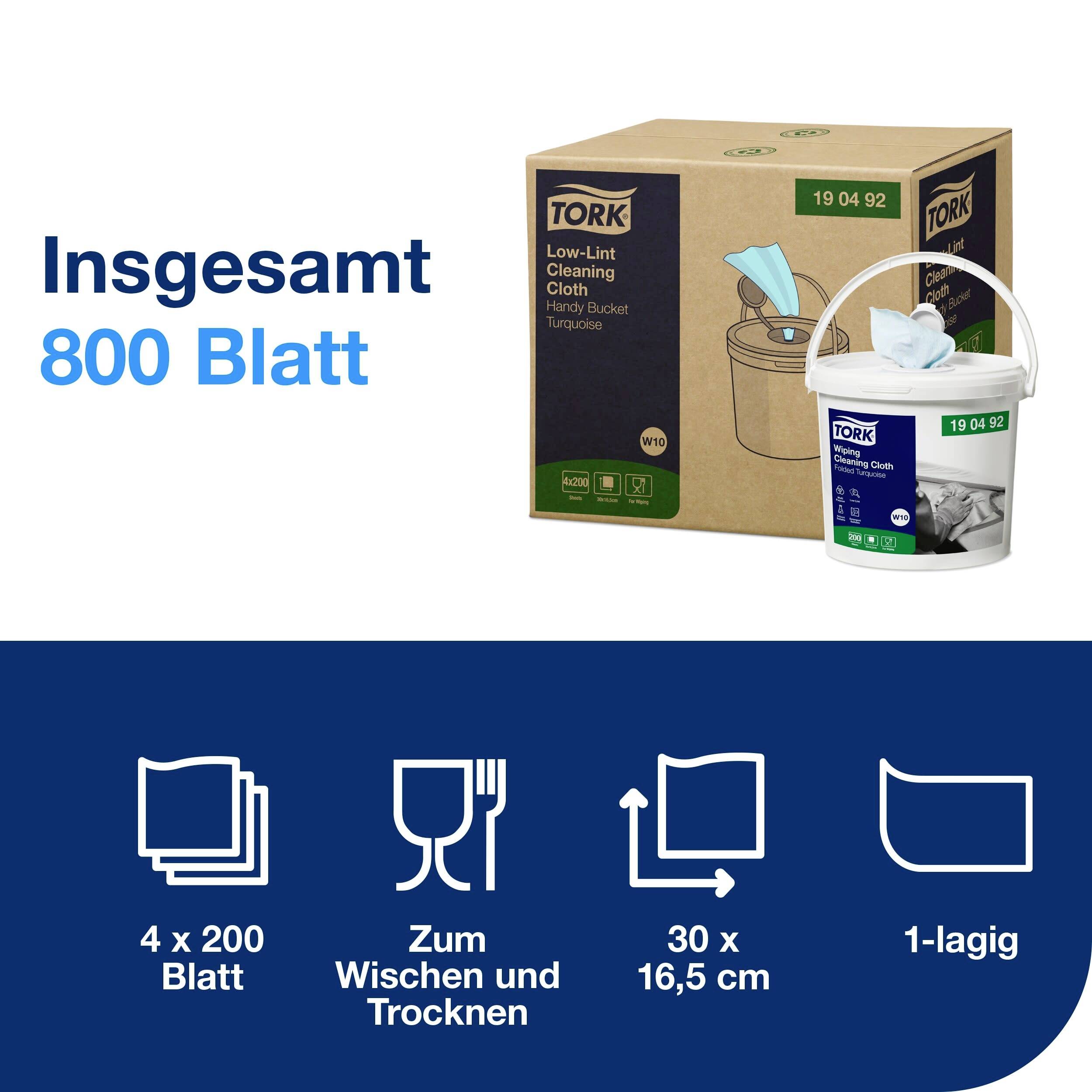 Balení čisticích utěrek Tork s 800 listy, 4 balení po 200 listech, určené pro čištění a osušení, 30 x 16,5 cm, jednovrstvé.