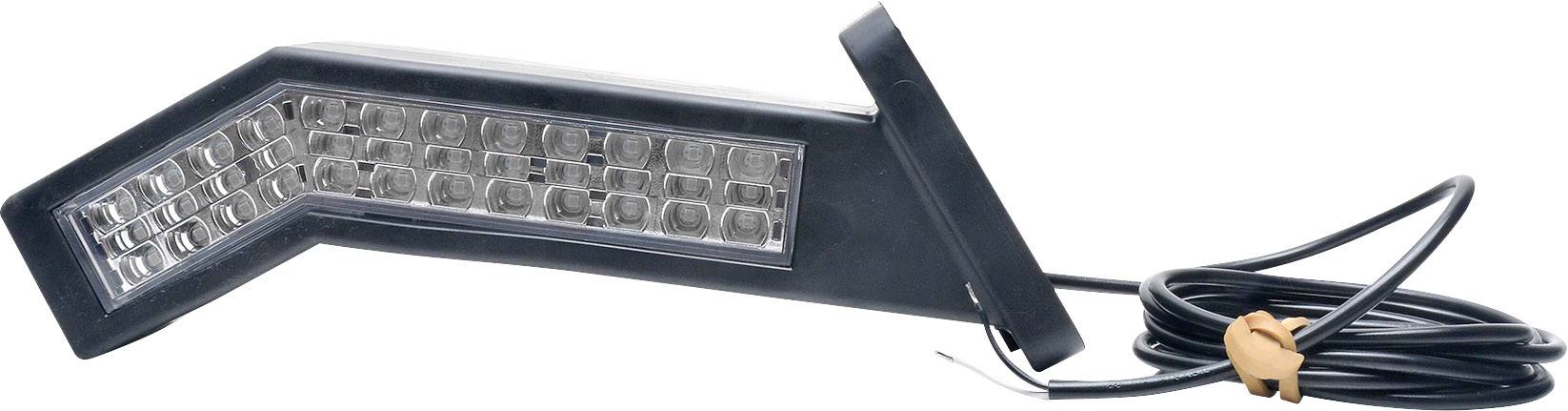 Černý LED blinkr blatníku s L-tvarovým designem a kabelem. Ideální pro vozidla k jasné signalizaci a zvýšení bezpečnosti silničního provozu.
