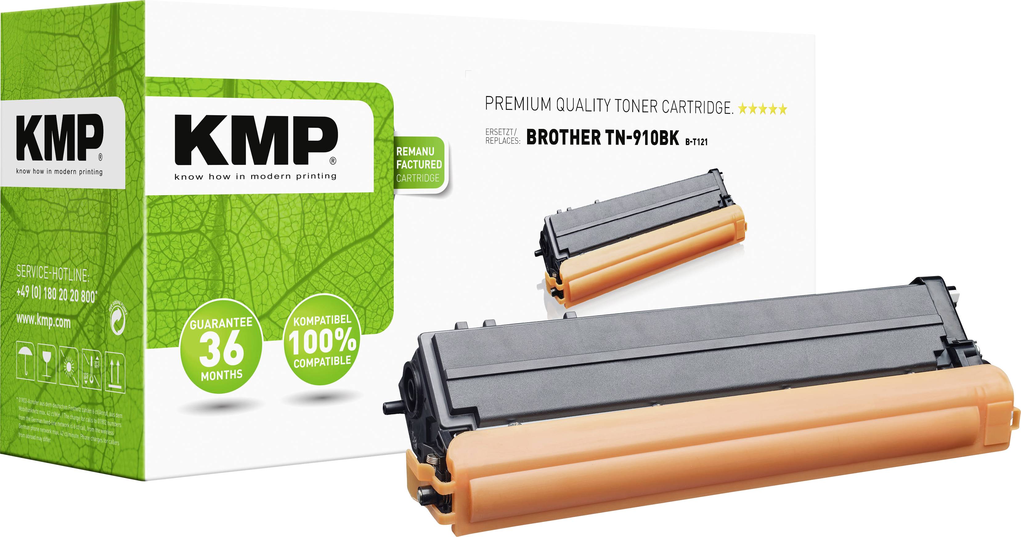 Tonerová kazeta KMP pro tiskárny Brother, model 'Brother TN-910BK', recyklovatelná, záruka 36 měsíců, kompatibilní s tiskárnami Brother.