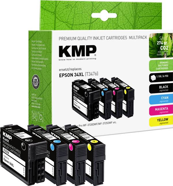 KMP Ink náhradní Epson 34XL, T3476, T3471, T3472, T3473, T3474 kompatibilní kombinované balení barva E222XV 1637,4005
