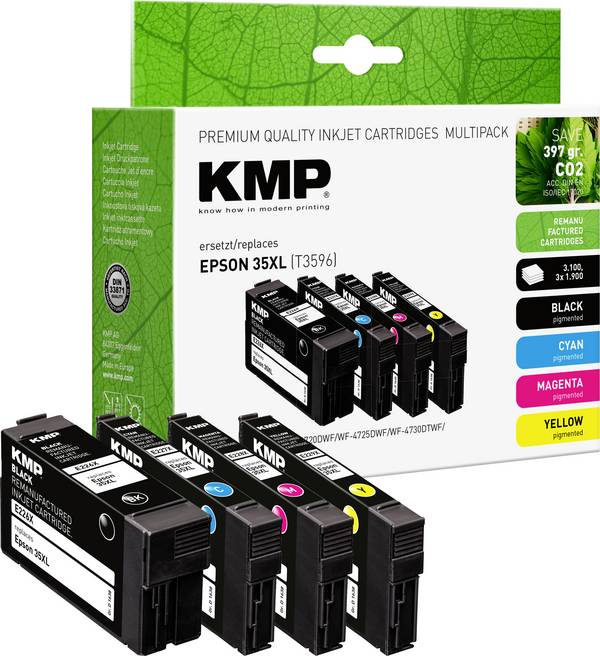 KMP Ink náhradní Epson 35XL, T3596, T3591, T3592, T3593, T3594 kompatibilní kombinované balení černá, azurová, purppurová, žlutá E226XV 1638,4005