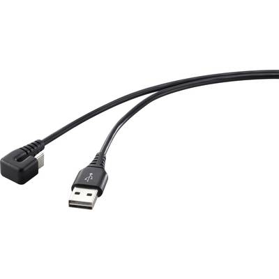 Černý USB kabel s pravoúhlou koncovkou na jedné straně a standardní USB koncovkou na straně druhé.