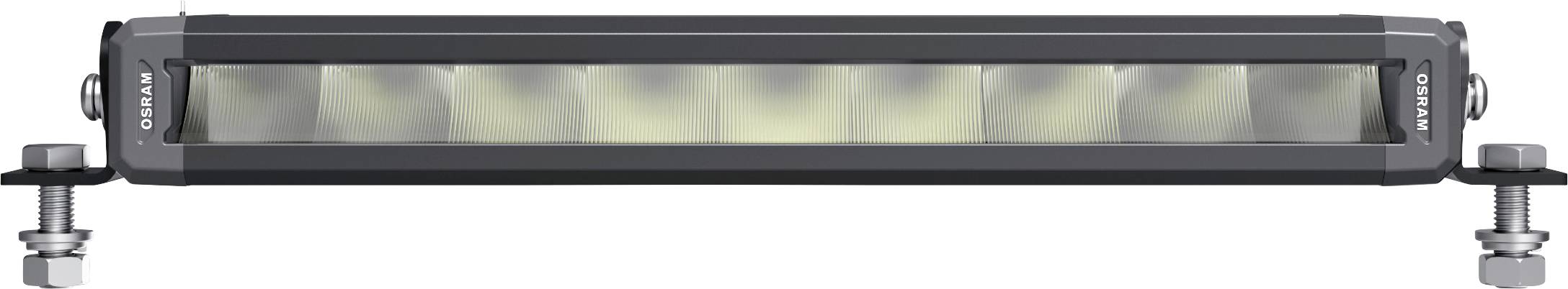 LED světelná lišta v obdélníkovém pouzdře s osmi viditelnými světelnými buňkami a bočními montážními úchyty pro upevnění.