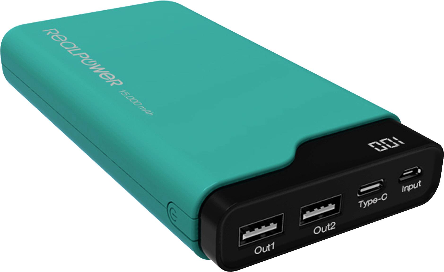 RealPower PB-15000C powerbanka Li-Ion, 15000 mAh, zelená