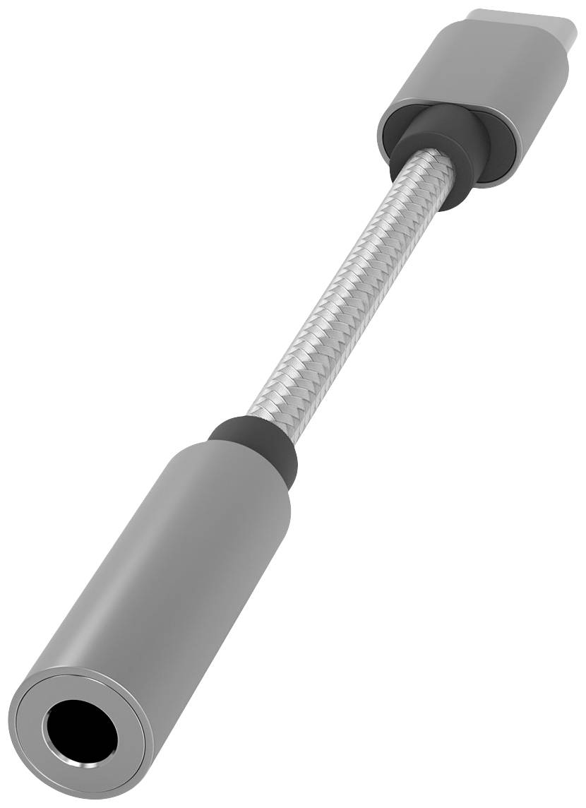 Šedý flexibilní adaptér s 3,5mm jack konektorem.