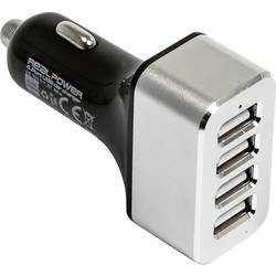 USB nabíječka RealPower 176636, nabíjecí proud 2400 mA, černá, stříbrná