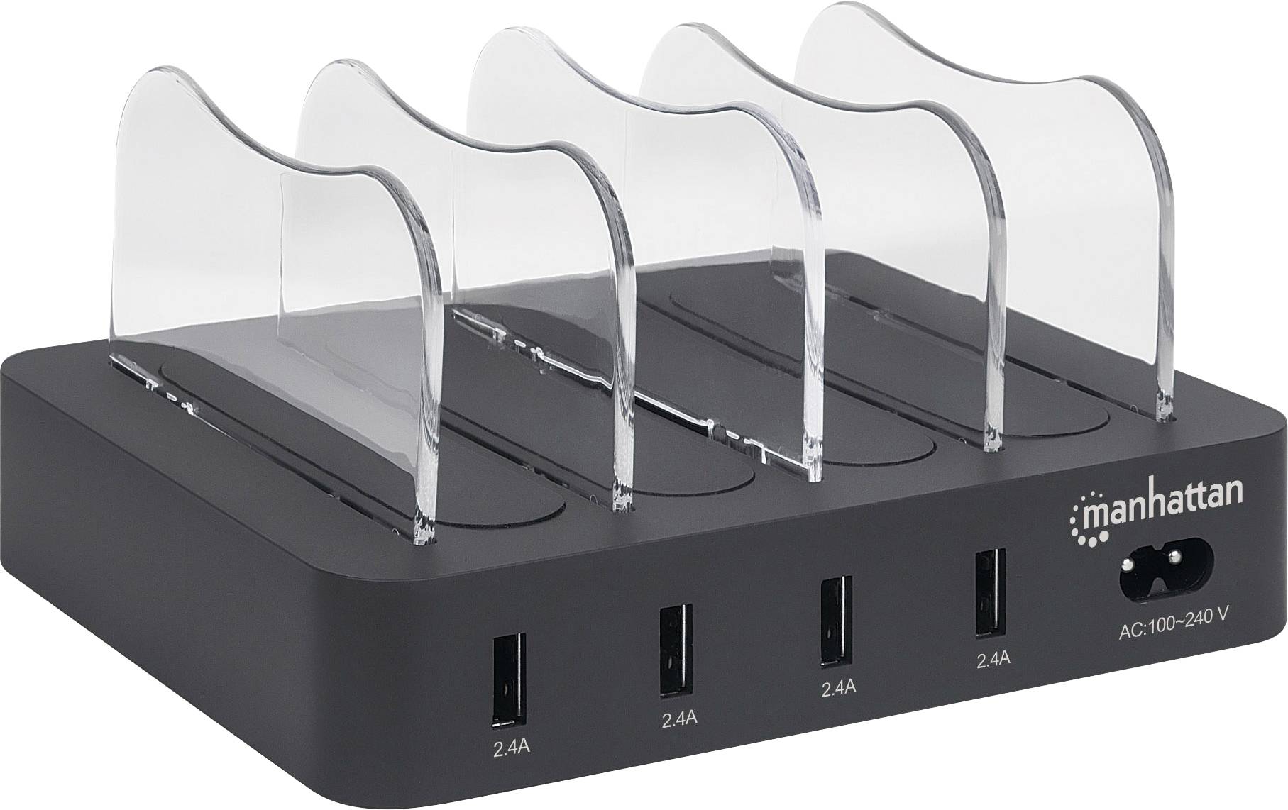 Manhattan 102261 USB nabíjecí hub, USB 3.2 gen. 1 zásuvka A, 34 W, černá, transparentní