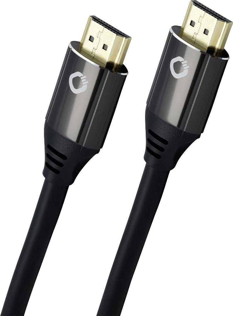 HDMI kabel se zlatými konektory, vhodný pro přenos vysoce rozlišovaných audio a video dat.