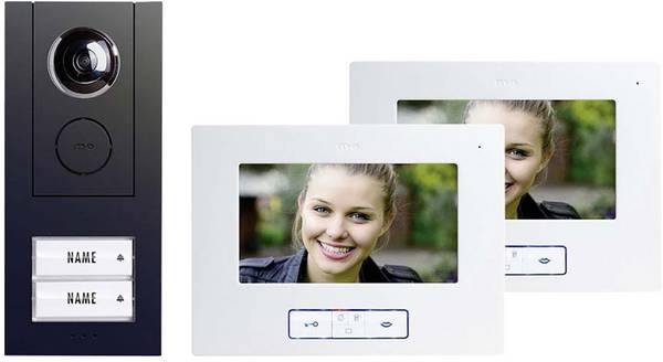 m-e modern-electronics Vistus VD ALU 6720 A kabelový domovní video telefon kompletní sada, pro 2 rodiny, antracitová, 41177