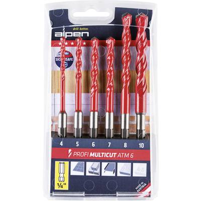 Alpen MultiCut, 0000100802100 sada víceúčelového vrtáku, tvrdý kov, 1/4" (6,3 mm), 6dílná