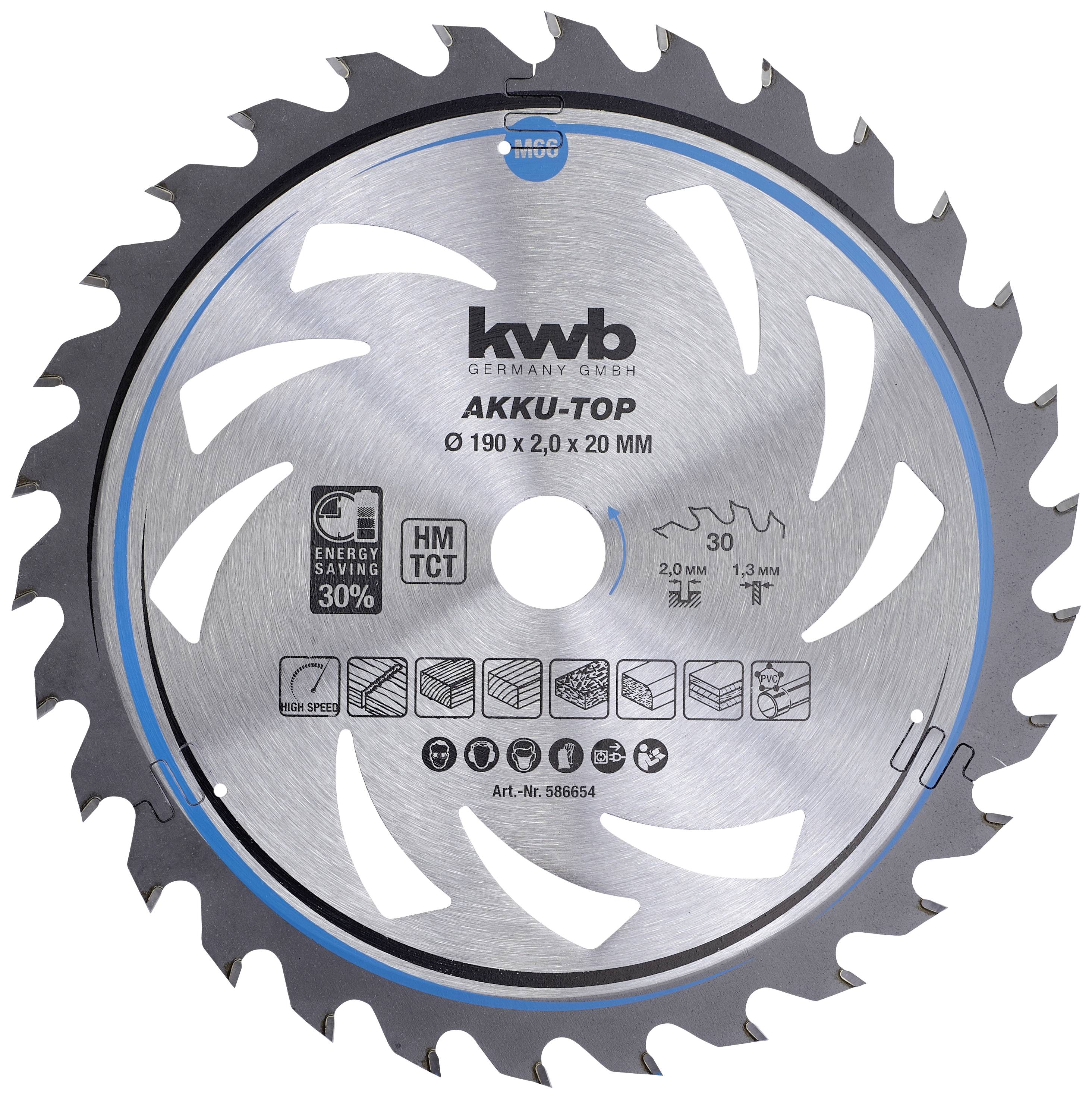 kwb 586654 tvrdokovový pilový kotouč 190 x 20 x 1.3 mm Počet zubů (na palec): 30 1 ks