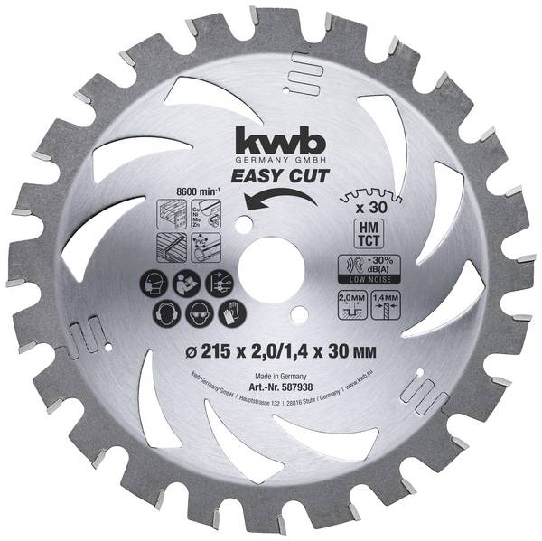kwb  587938 tvrdokovový pilový kotouč   215 x 30 x 1.4 mm Počet zubů (na palec): 30 1 ks