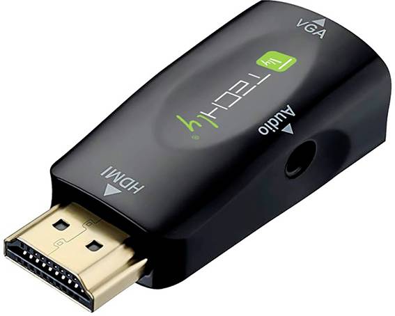 TECHly IDATA-HDMI-VGA2MABT HDMI / VGA adaptér [1x HDMI zásuvka - 1x VGA zásuvka, jack zásuvka 3,5 mm] černá