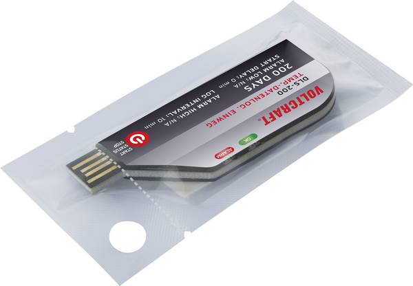VOLTCRAFT VC-11576730 DLS-200 jednorázový teplotní datalogger  Měrné veličiny teplota -30 do 70 °C        jednocestný datalogger, funkce PDF