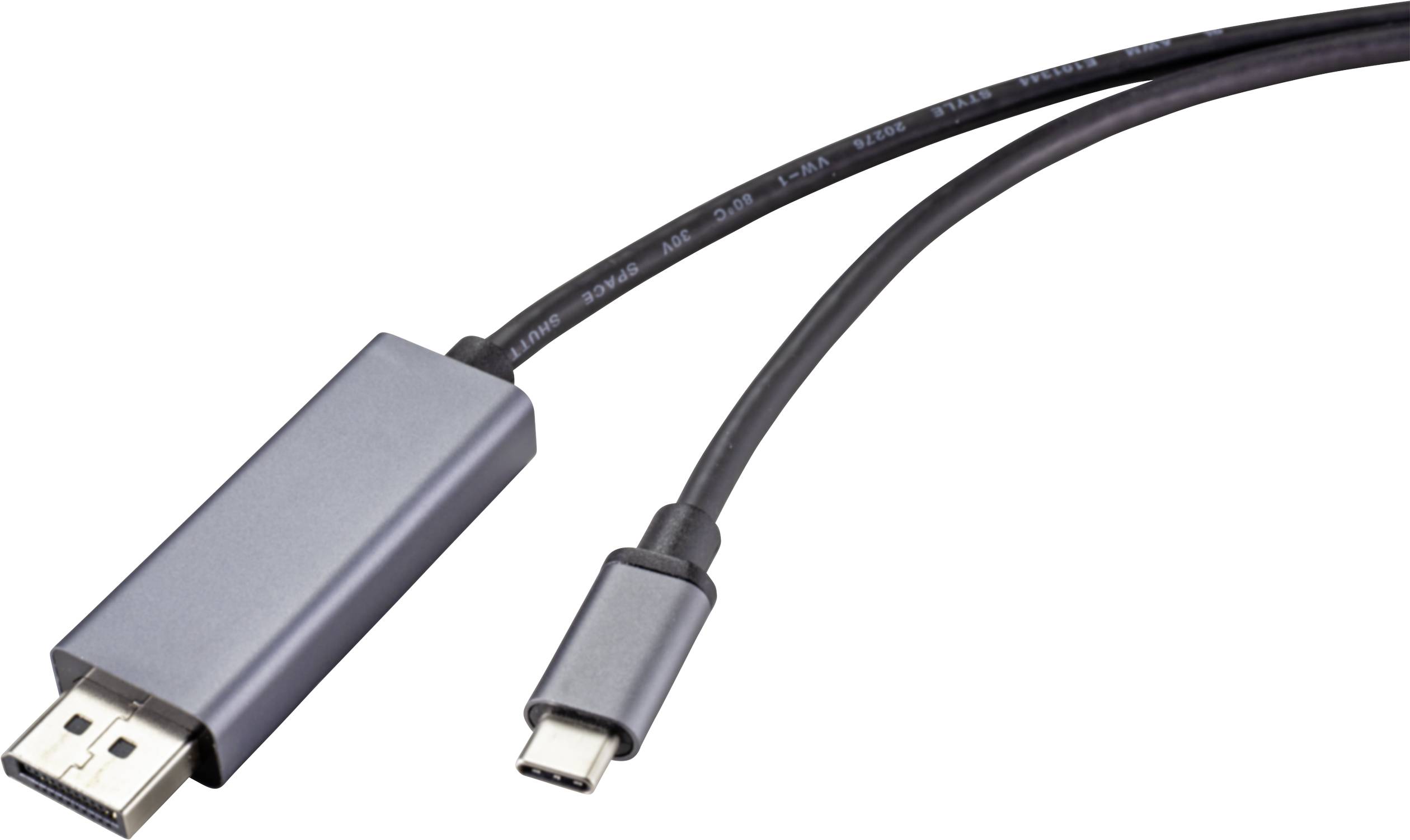 Renkforce USB-C® / DisplayPort kabel USB-C ® zástrčka, Konektor DisplayPort 1.00 m černá RF-4630696 PVC plášť Kabel pro