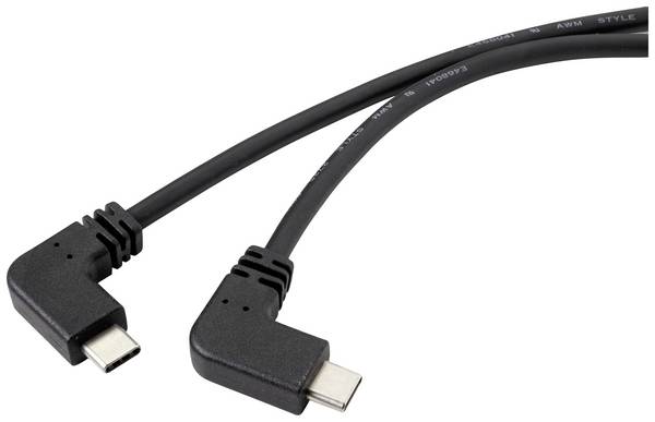 Renkforce USB kabel  USB 3.2 Gen2 USB-C ® zástrčka, USB-C ® zástrčka 1.20 m černá 90° zatočeno doleva RF-4633064