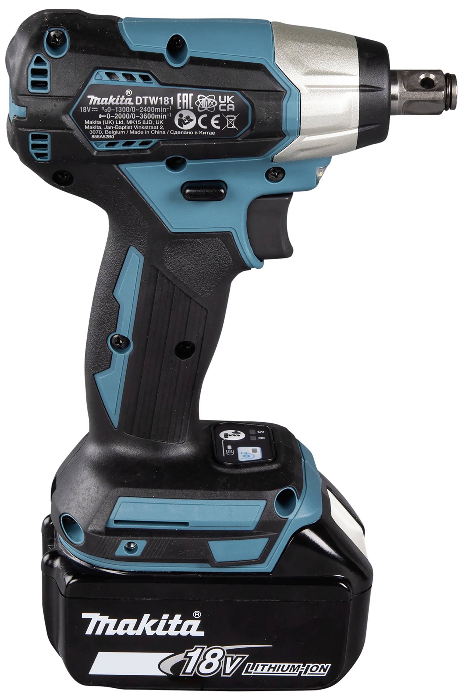 Akumulátorový rázový šroubovák s 18V lithium-iontovou baterií, vhodný pro šroubovací a montážní práce. Modro-černý s ergonomickou rukojetí.