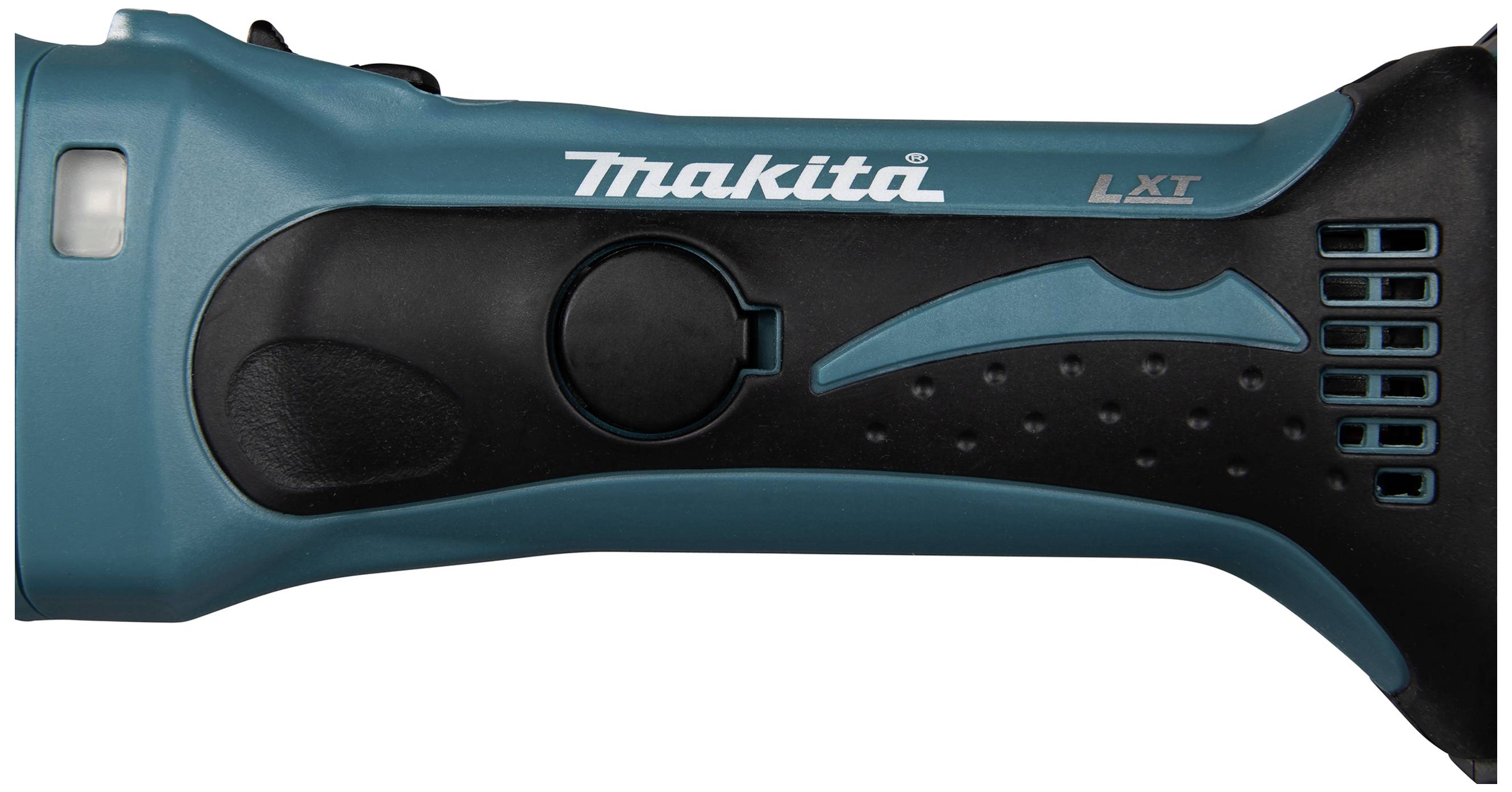 Akumulátorová svítilna se zeleným plastovým pouzdrem, model 'LXT' od Makity.