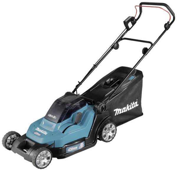 Makita Akku-Rasenmäher DLM432PT2 2x18V Set 2 Akkus 5,0Ah, Doppelladegerät akumulátor Akumulátorová sekačka   + 2. akumulátor, vč. nabíječky  18 V šířka sekání 430 mm