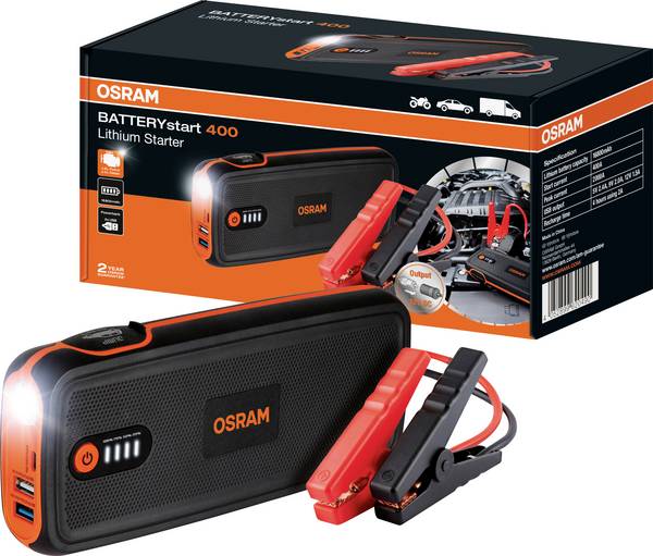 Osram Automotive systém pro rychlé startování auta BATTERYstart 400, OBSL400, max. startovací proud 400 A, 2x USB konektor