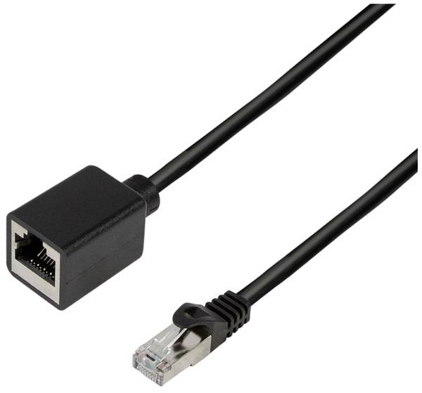 LogiLink CQX073S RJ45 síťové kabely, propojovací kabely CAT 6A S/FTP 5.00 m černá samozhášecí, bez halogenů, stínění pletivem 1 ks