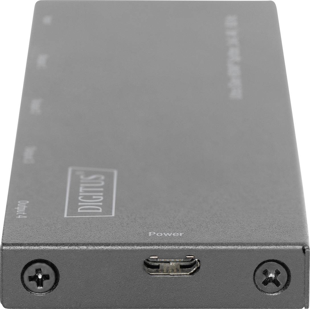 Černé elektronické zařízení s logem 'Digitus' a USB portem na přední straně.