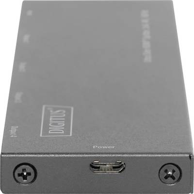 Černé elektronické zařízení s micro-USB konektorem a nápisem 'DIGITUS' na horní straně.