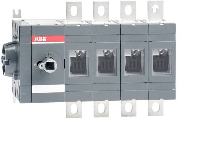 Vícepolový elektrický spínač s rukojetí na levé straně. Zařízení nese značku 'ABB' a skládá se z několika segmentů.