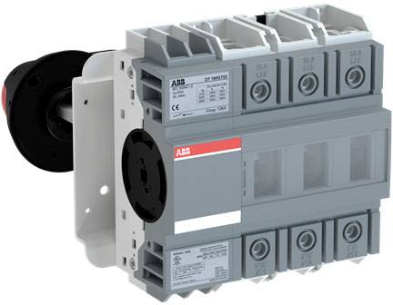 Šedý elektrický přepínač výkonu s označením a čtyřmi spínači, vhodný pro průmyslové aplikace.