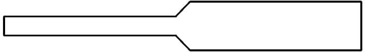 Černobílá obrysová grafika šipky s dlouhým, obdélníkovým dříkem a širší špičkou na pravé straně.