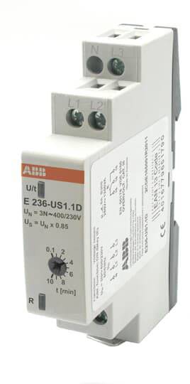 Elektronické relé ABB, model E 236-US1.1D, pro 3N~400/230V. Vhodné pro řídicí a ochranné úlohy v elektrických zařízeních.