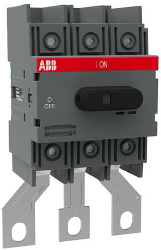 Elektrický spínač se dvěma polohami: 'I ZAP' a 'O VYP'. Tři svorky v dolní části, logo značky 'ABB' v levém horním rohu.