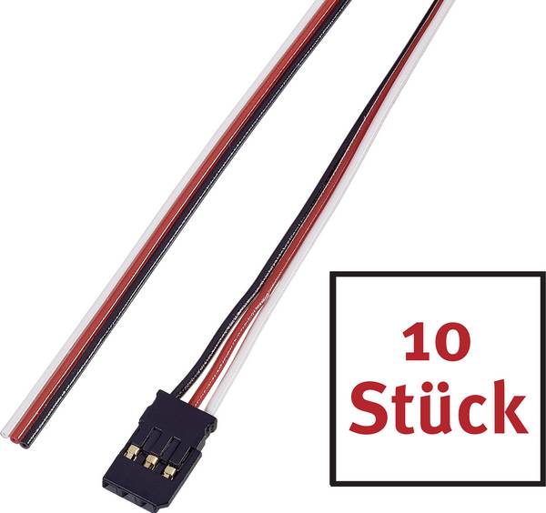 <br>  Reely<br>  servo<br>  kabel se zástrčkou<br>  [1x F zásuvka - 1x kabel s otevřenými konci]<br>  30.00 cm<br>  0.14 mm²<br>  plochý<br>  10 ks<br>