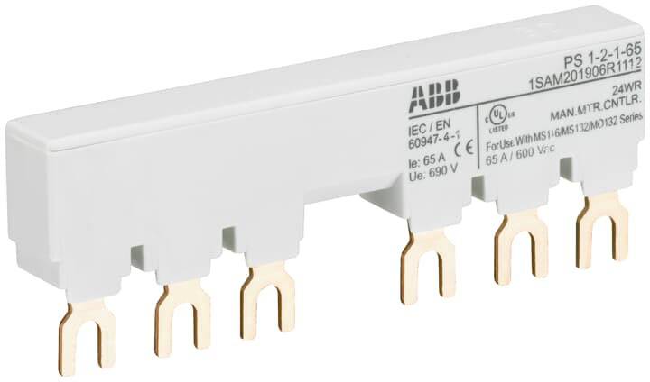 ABB 1SAM201906R1112 PS1-2- 2fázová sběrnicová lišta pro 2 MS116 / MS132 s 1 HK/SK, IE = 1-65 3 a sběrnicová lišta šedá 10 mm² 65 A 1 ks