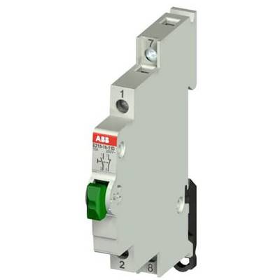 Elektrický jistič značky ABB se zeleným ovládacím prvkem, vhodný pro přerušení elektrických obvodů.