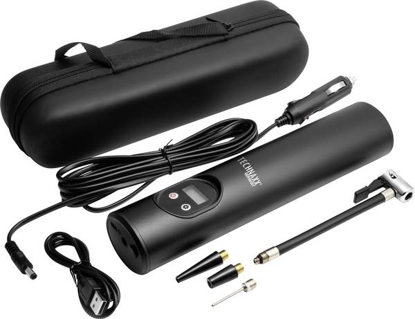 Technaxx TX-157, 4906, kompresor, 8 bar, úložný box / taška, digitální displej, vč. 1 akumulátoru, s pracovní lampou, automatické vypnutí, nabíjecí, 12 a 230 V