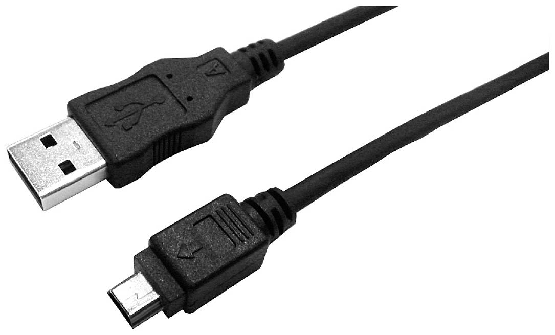 Je zobrazován USB kabel, který má nahoře standardní USB konektor a dole micro USB konektor.