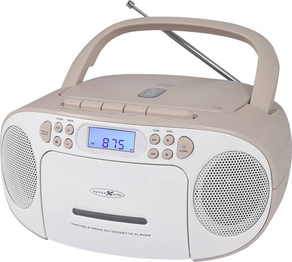 Reflexion RCR2260PK RCR2260PK rádio s CD, FM, AUX, CD, kazeta, růžová, bílá